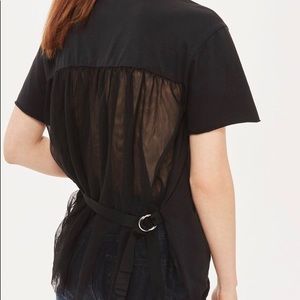 Topshop Tulle Back Tee Black